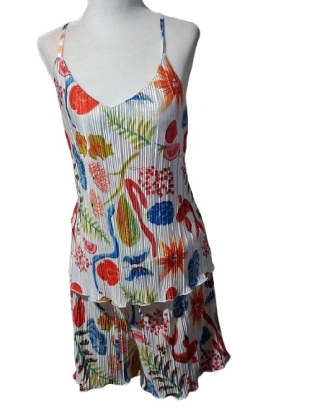 NWT Artyzen Pleated 2 Piece Pajama Short Set - Multicolor Size Large